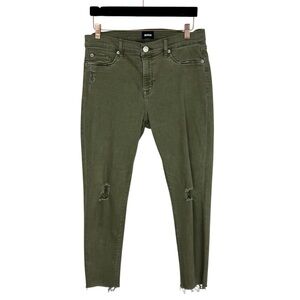 HUDSON Krista Ankle Super Skinny w/ Raw Hem Olive Green Size 32